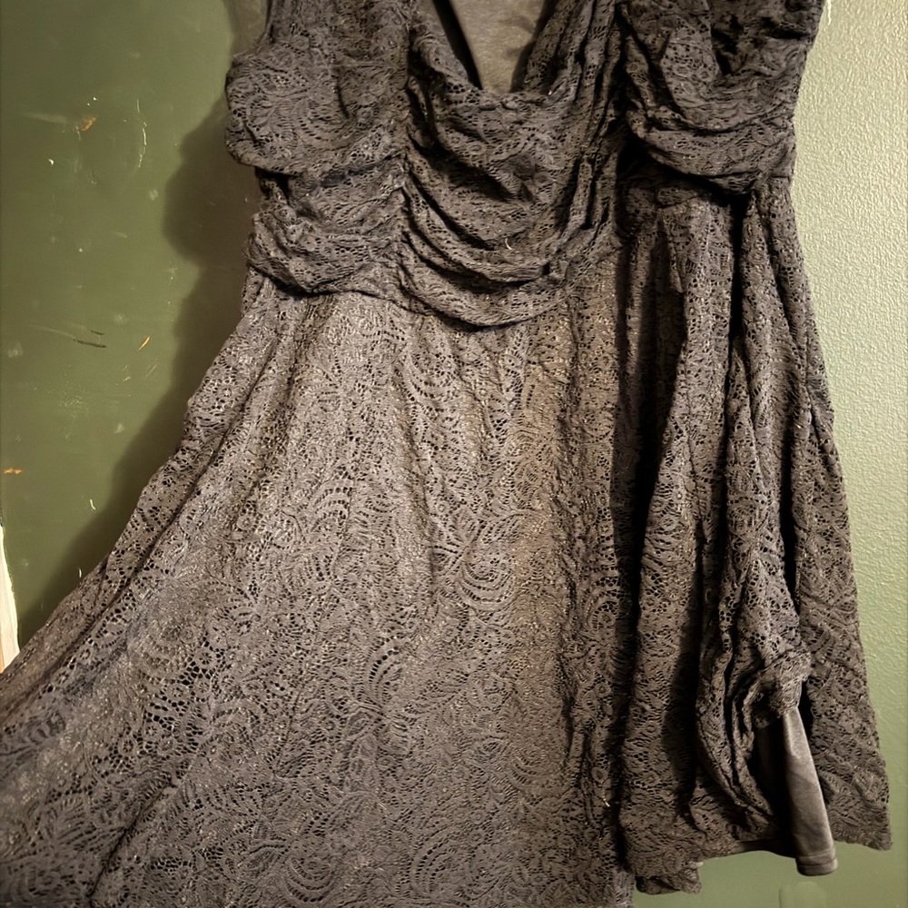 Torrid Strapless Gray Lace Dress